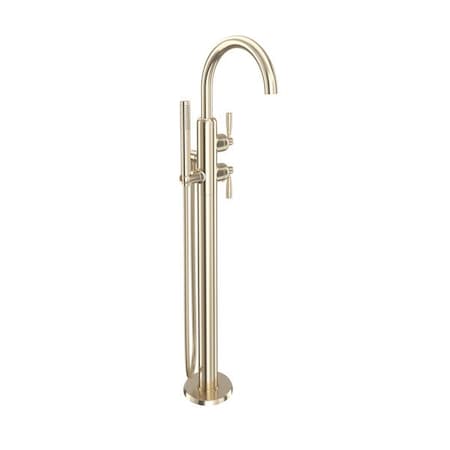Rohl Holborn Single Hole Floor Mount Tub Filler Trim With C-Spout U.3990LS-STN/TO